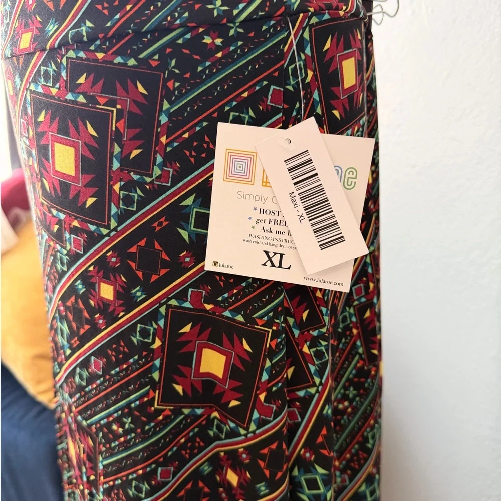 NWT!! 🖤🧡 LuLaRoe Colorful Geometric Maxi Skirt - Picture 3 of 5
